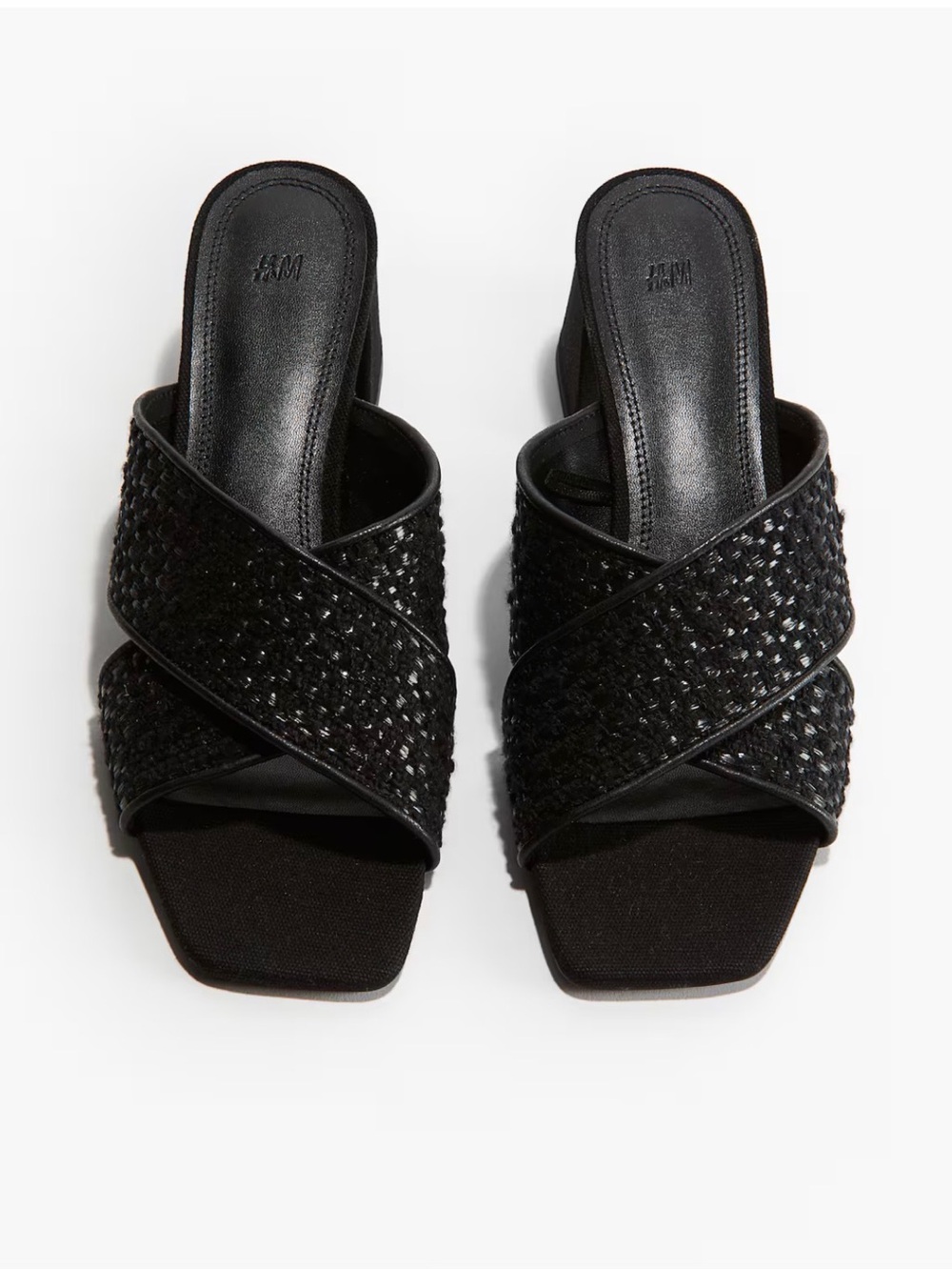 H&M Black Woven Crisscross Mule Sandals